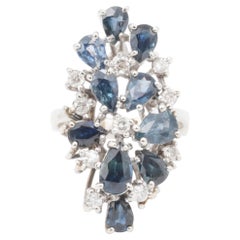 Vintage Sapphire and Diamond Cluster Ring
