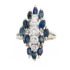 Sapphire and Diamond Cluster Ring