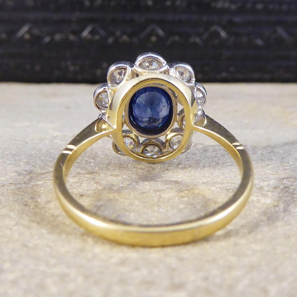 Women's Sapphire and Diamond Cluster Ring in 18 Carat Gold