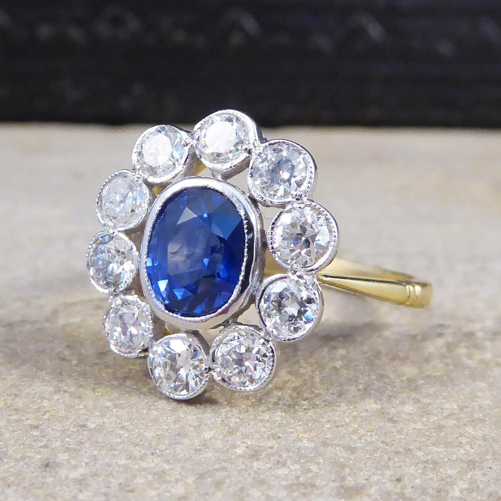 Sapphire and Diamond Cluster Ring in 18 Carat Gold 1