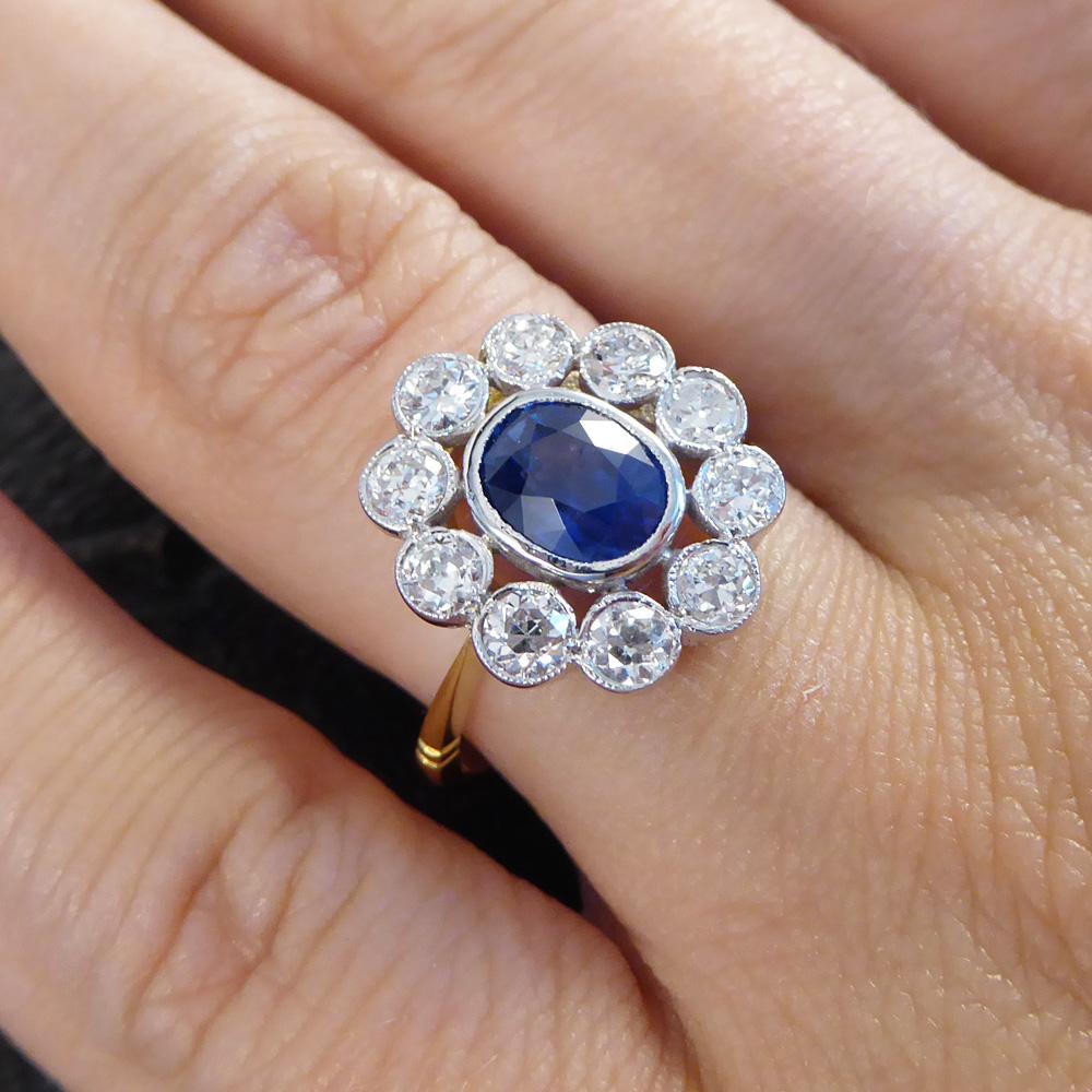 Sapphire and Diamond Cluster Ring in 18 Carat Gold 4