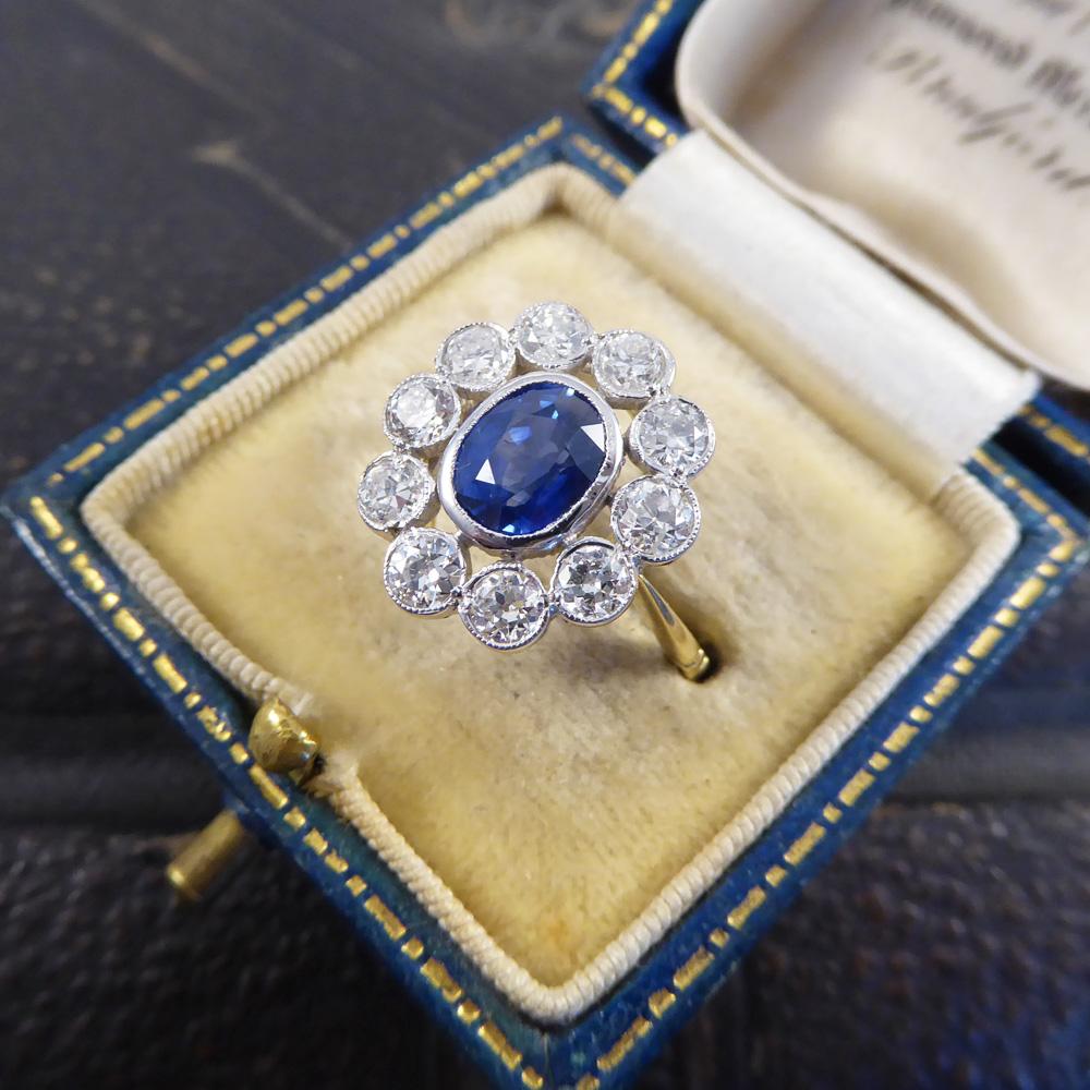 Sapphire and Diamond Cluster Ring in 18 Carat Gold 5