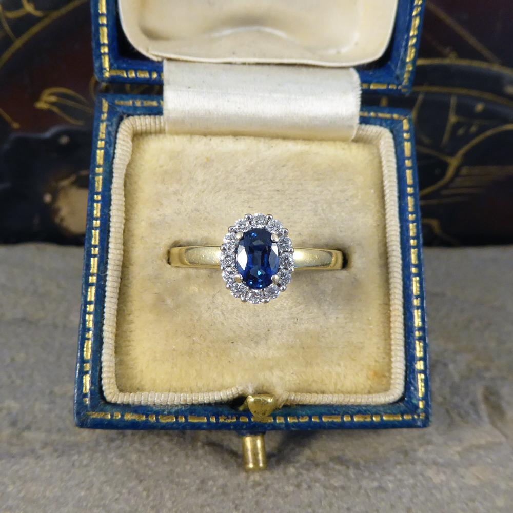 Sapphire and Diamond Cluster Ring in 18 Carat White and Yellow Gold 2