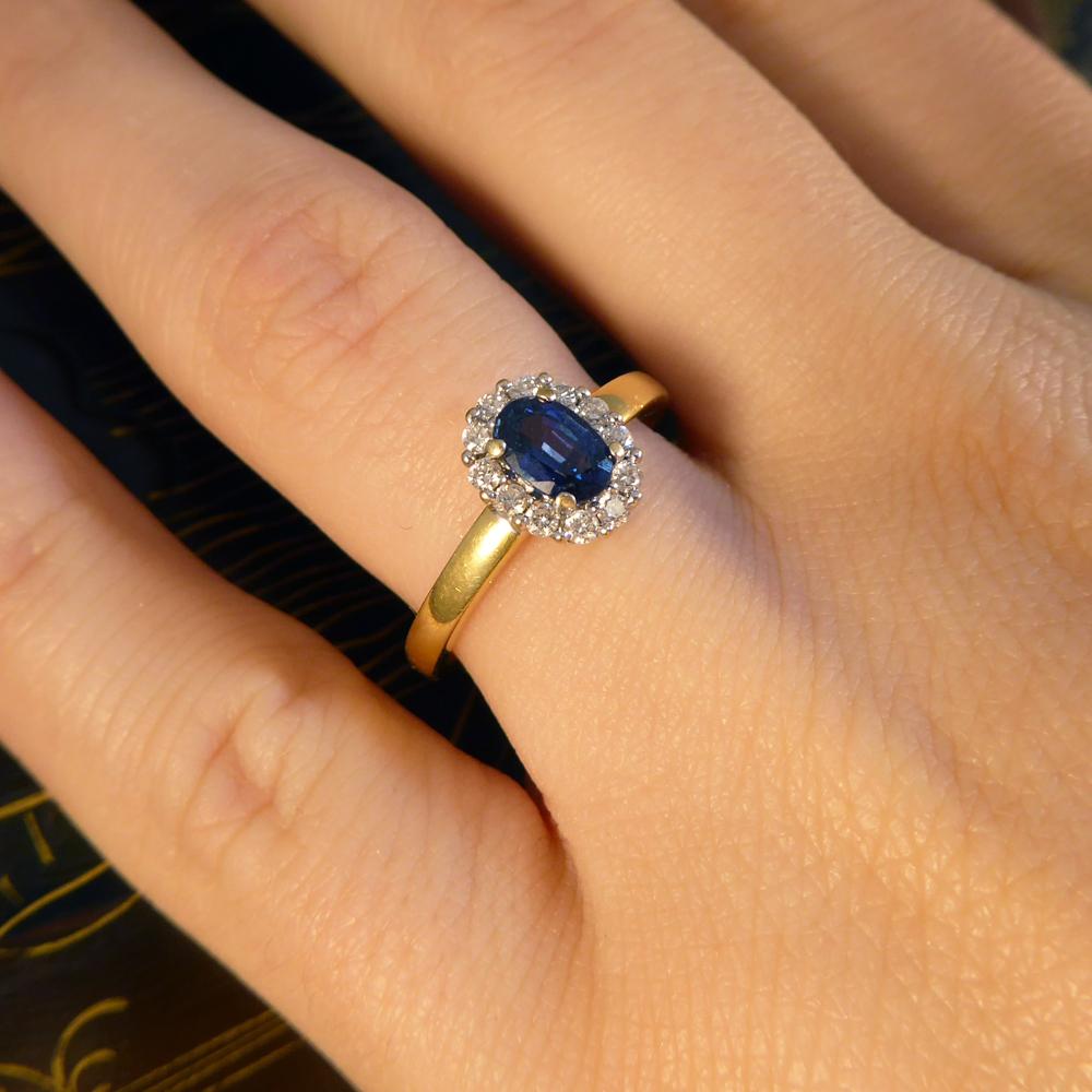 Sapphire and Diamond Cluster Ring in 18 Carat White and Yellow Gold 3