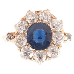 Sapphire and Diamond Cluster Ring Late 19th Century