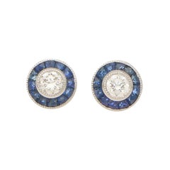 Sapphire and Diamond Cluster Stud Target Earrings