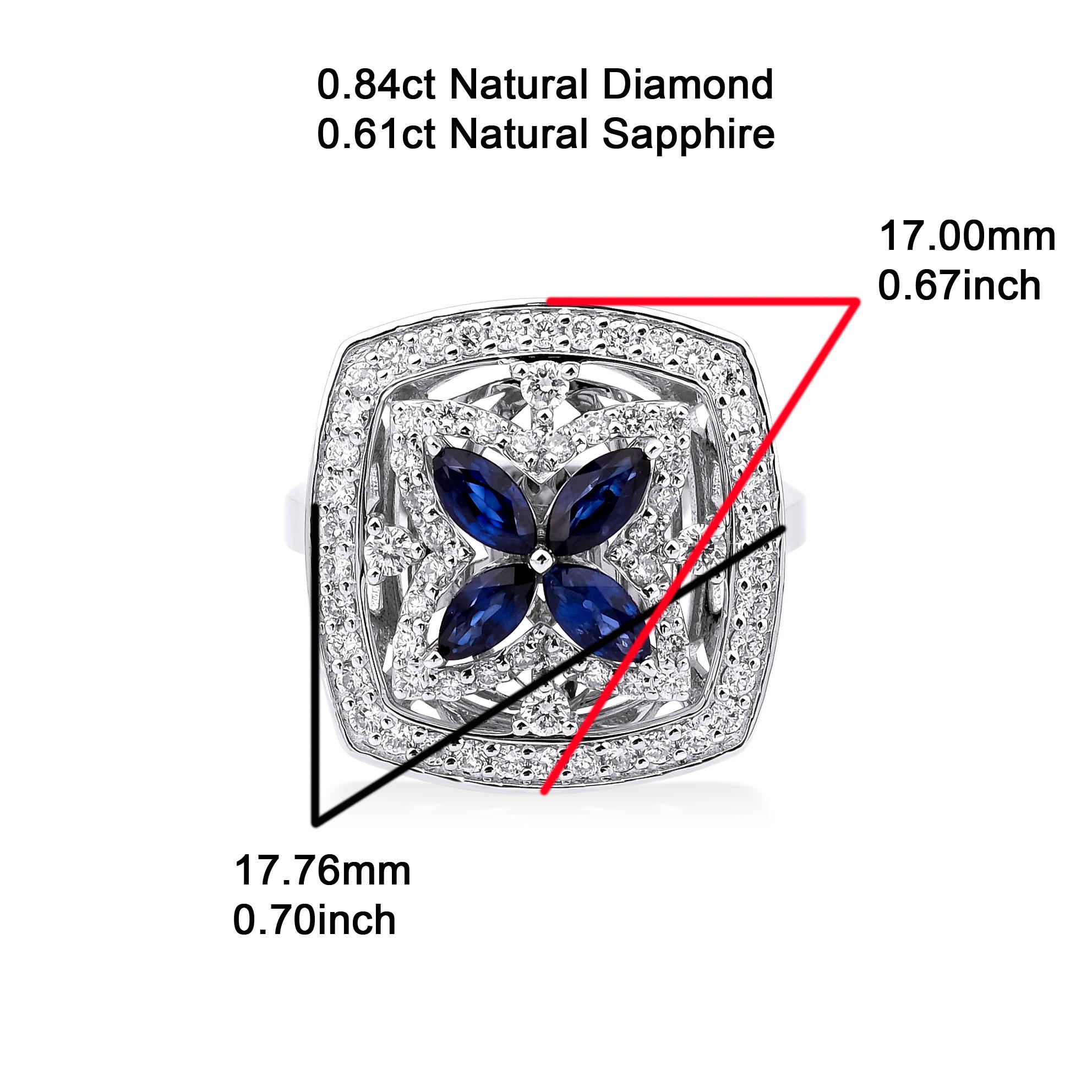 Sapphire And Diamond Cocktail 1.45ct Solid Gold  Ring For Sale 2