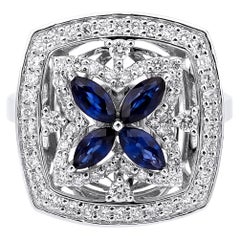 Sapphire And Diamond Cocktail 1.45ct Solid Gold  Ring
