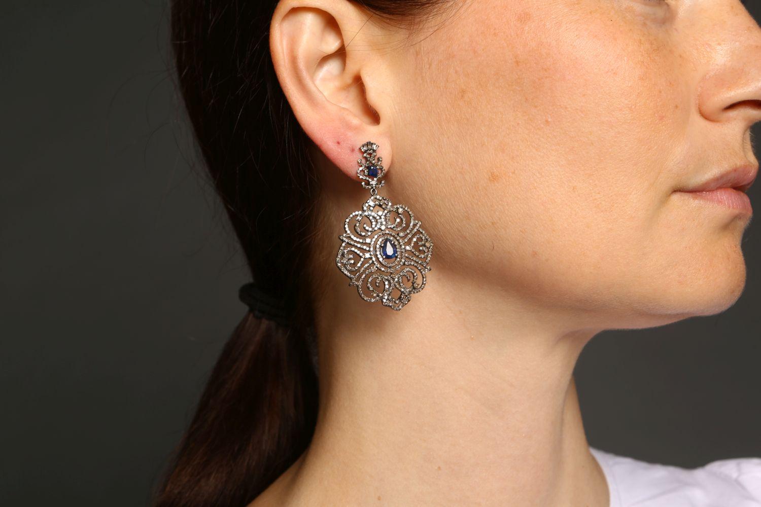 Sapphire and Diamond Cocktail Earrings 2