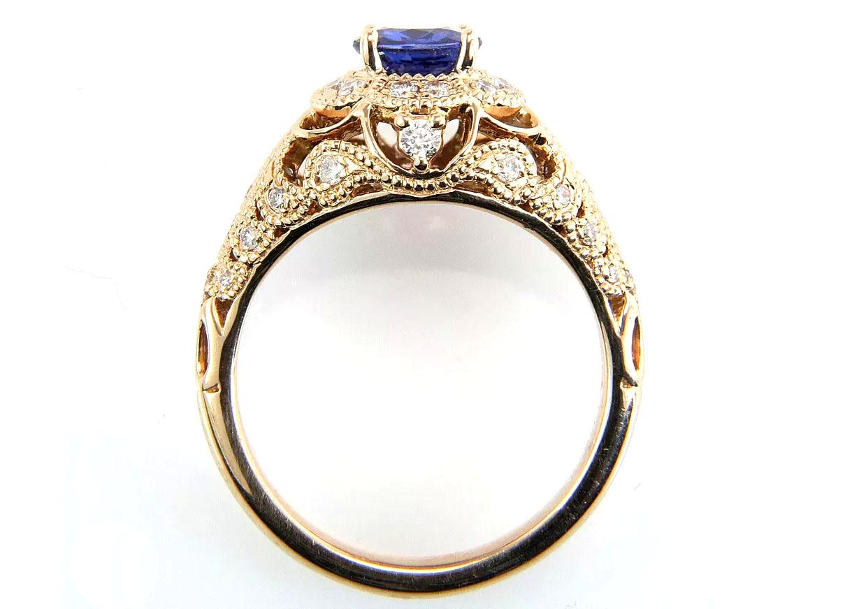 Cocktail-Verlobungsring mit Saphir und Diamant 1,39 Karat 14K Gelbgold BRAND NEU im Zustand „Neu“ im Angebot in Dearborn, MI