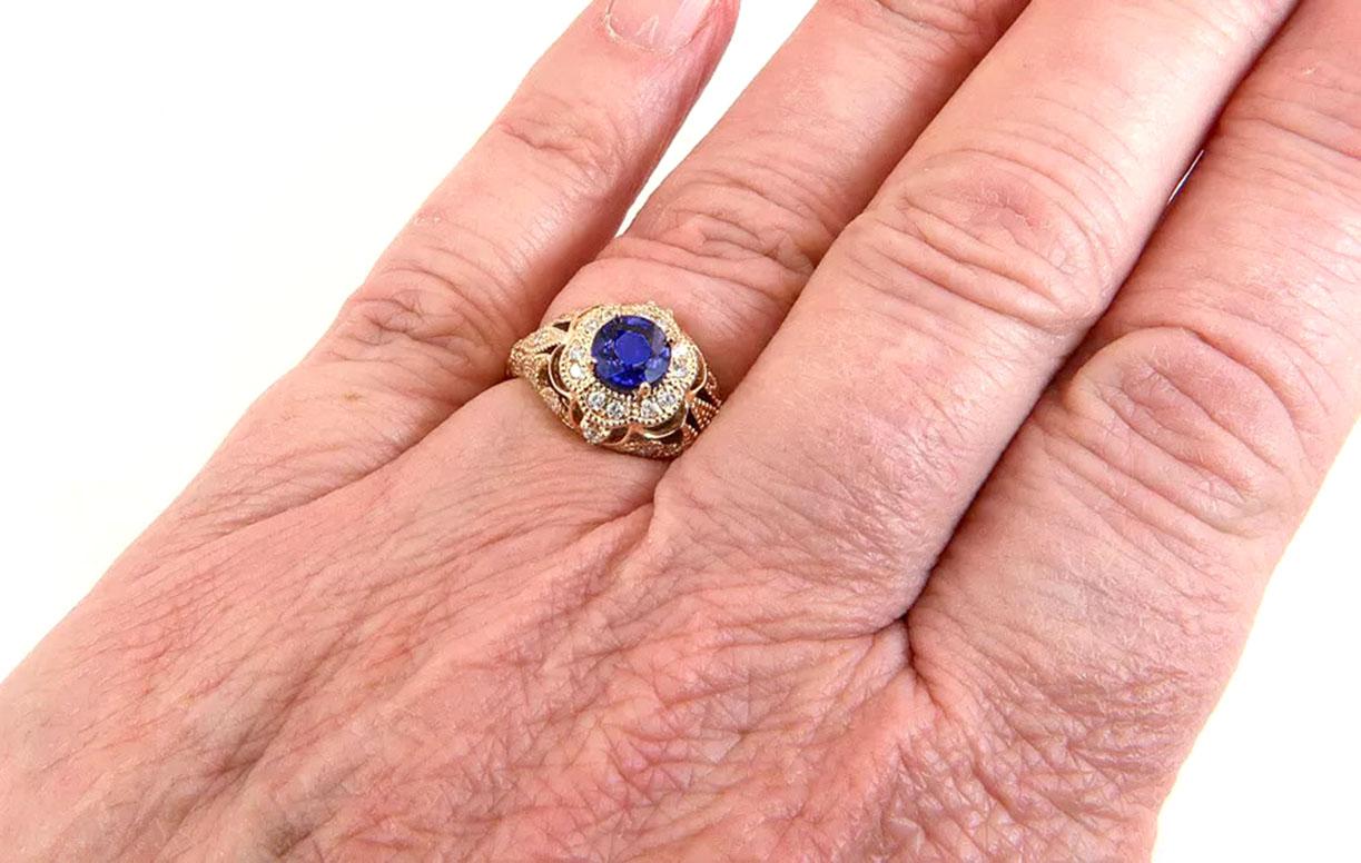 Cocktail-Verlobungsring mit Saphir und Diamant 1,39 Karat 14K Gelbgold BRAND NEU im Angebot 1