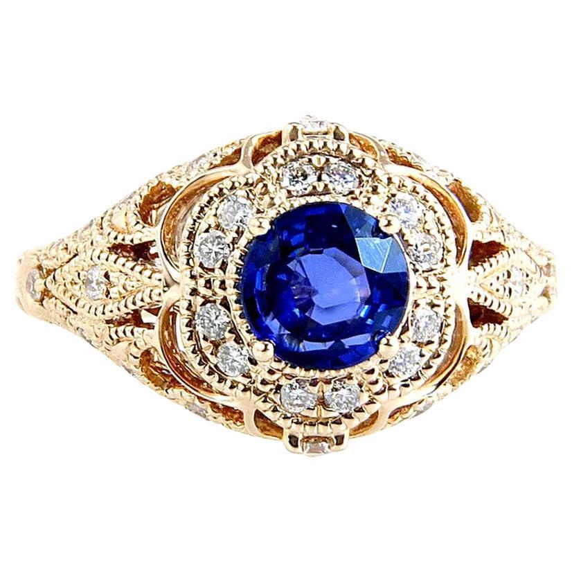 Cocktail-Verlobungsring mit Saphir und Diamant 1,39 Karat 14K Gelbgold BRAND NEU im Angebot