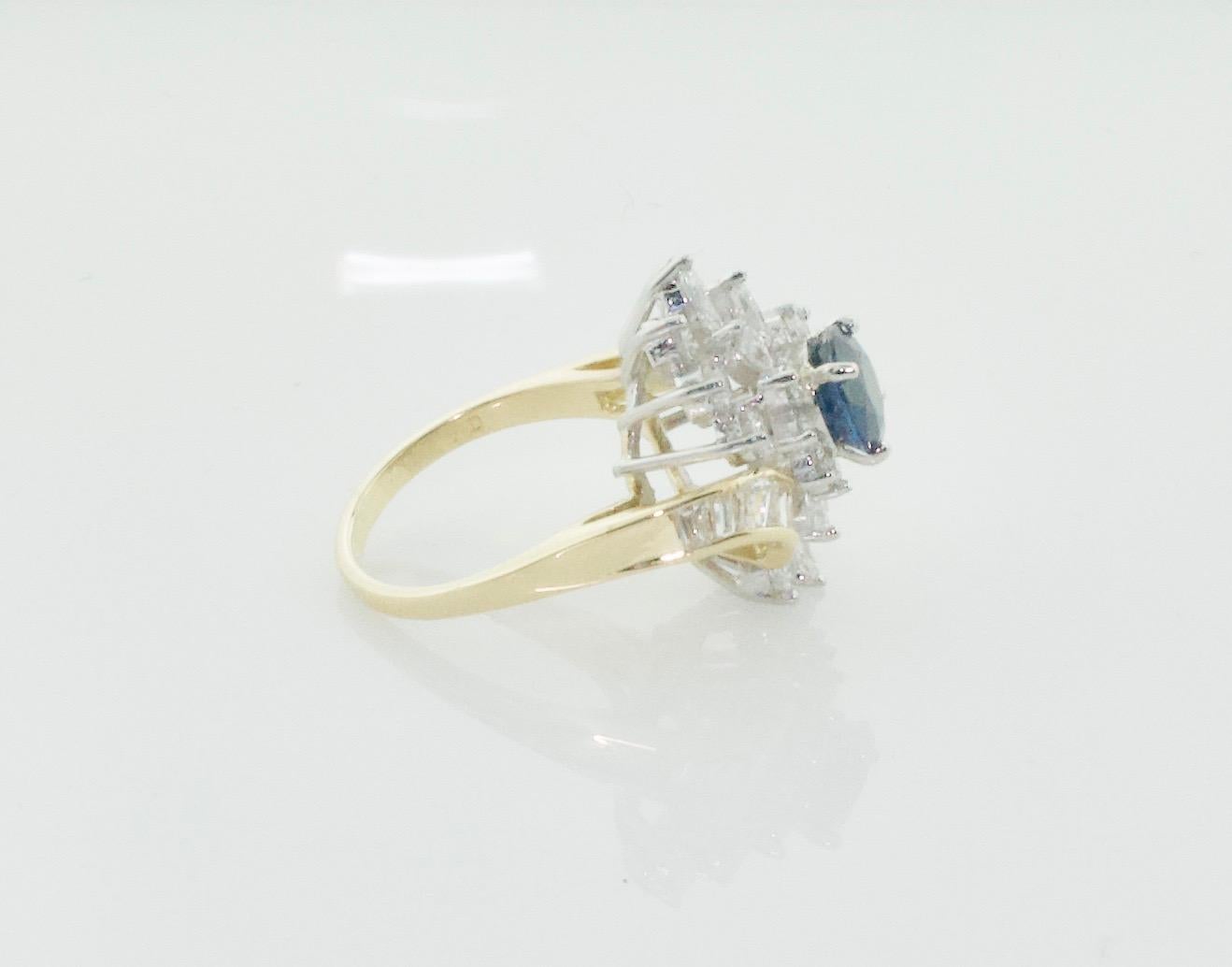 Sapphire and Diamond Cocktail Ring by Terrell & Zimmelman, circa 1970s In New Condition For Sale In Wailea, HI