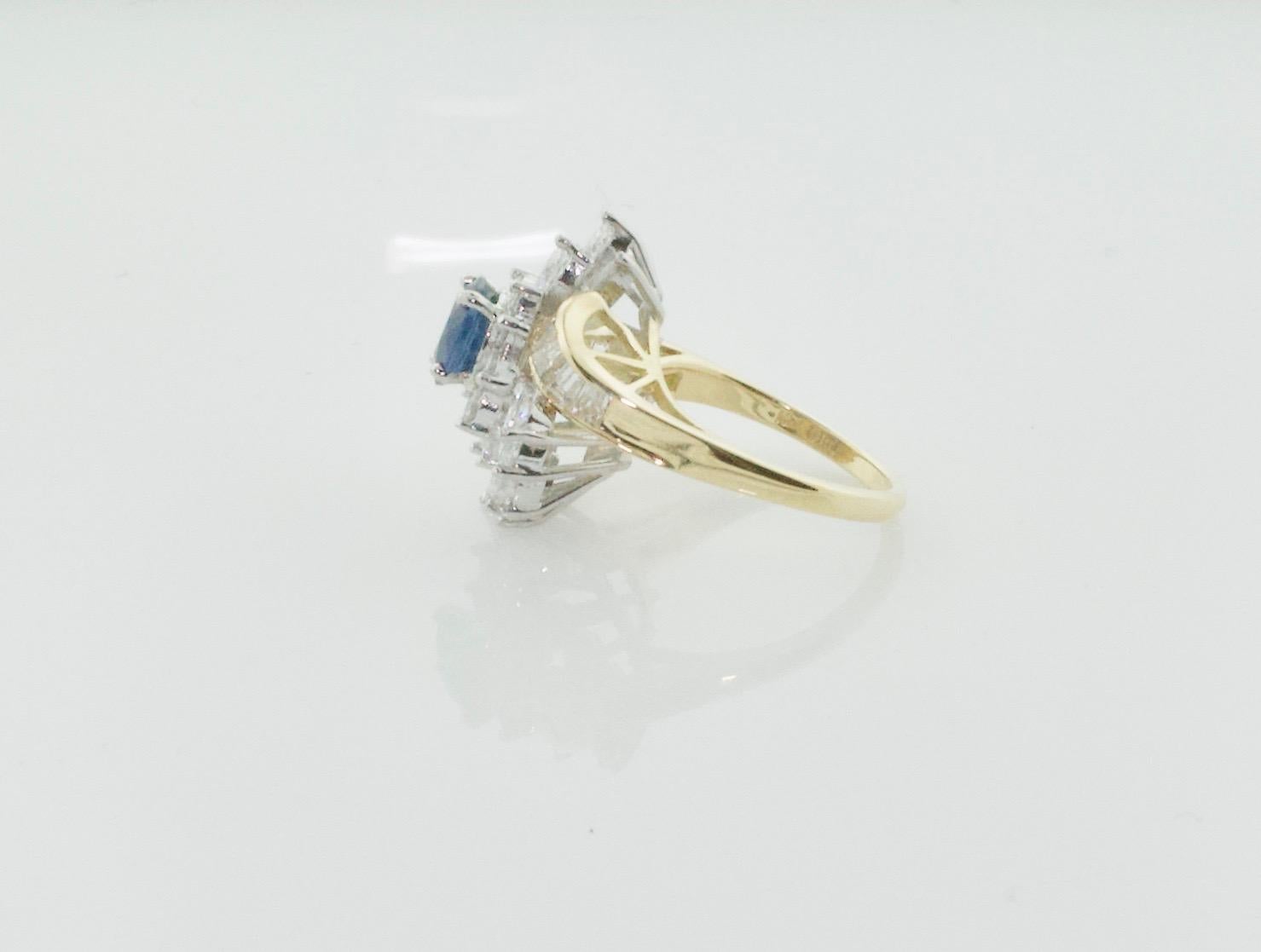 Sapphire and Diamond Cocktail Ring by Terrell & Zimmelman, circa 1970s For Sale 1