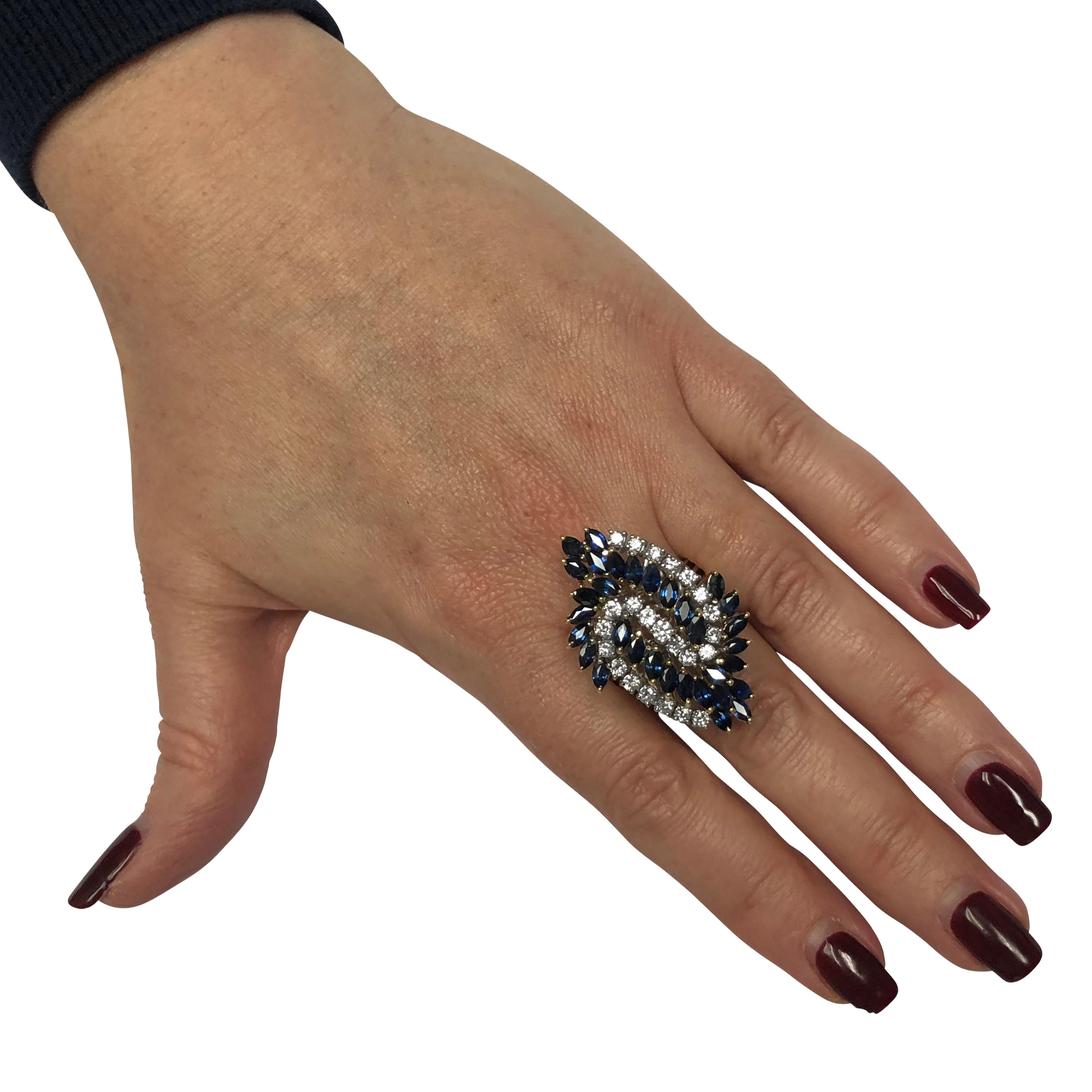 Sapphire and Diamond Cocktail Ring (Moderne)