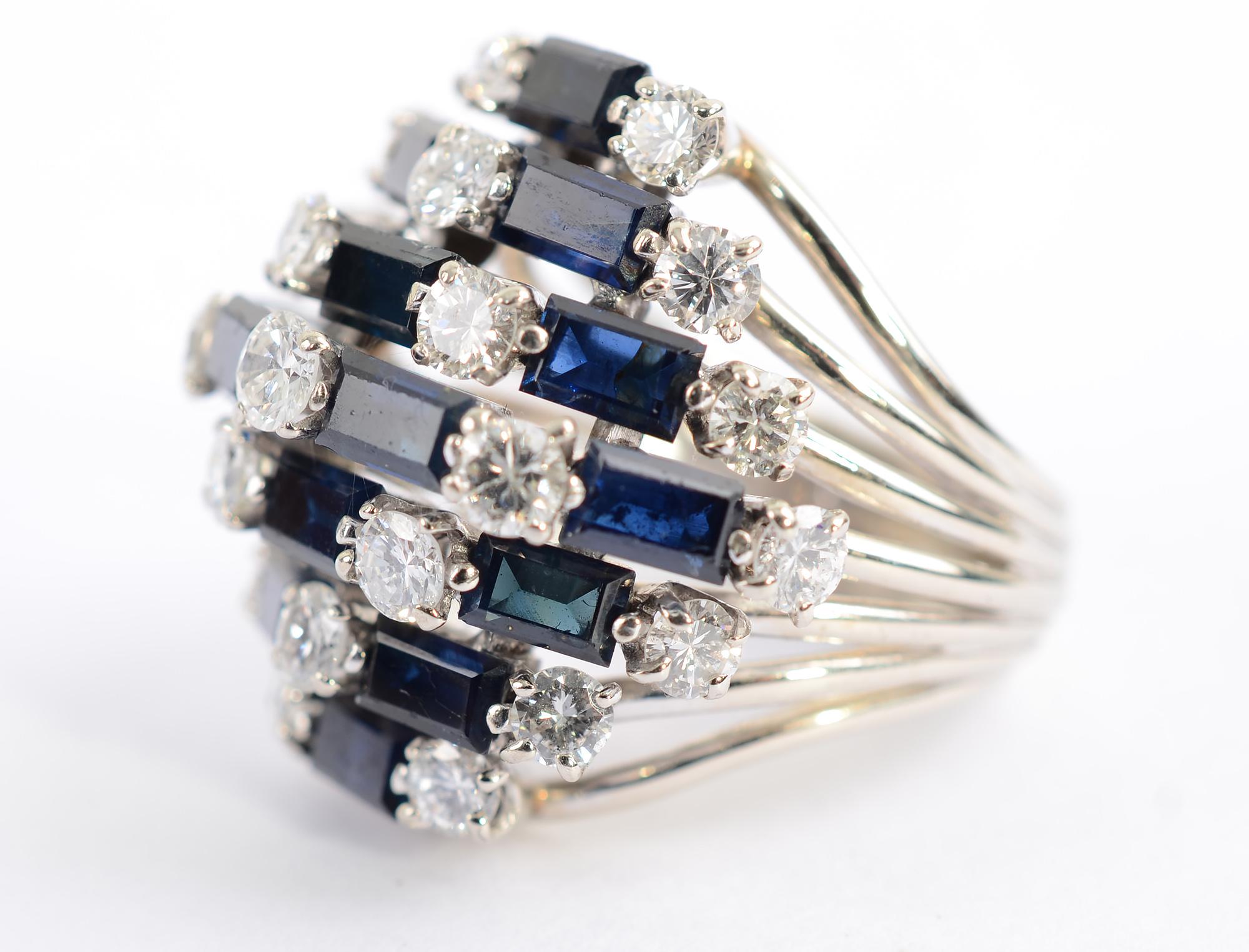 Sapphire and Diamond Cocktail Ring In Excellent Condition In Darnestown, MD