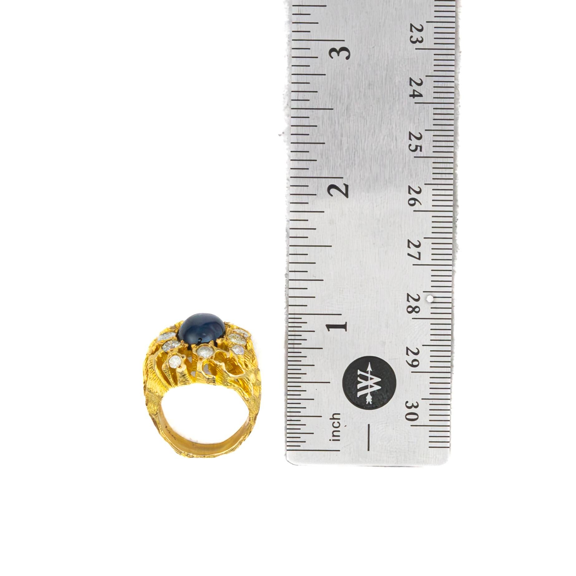 Saphir- und Diamant-Cocktailring (Rundschliff) im Angebot