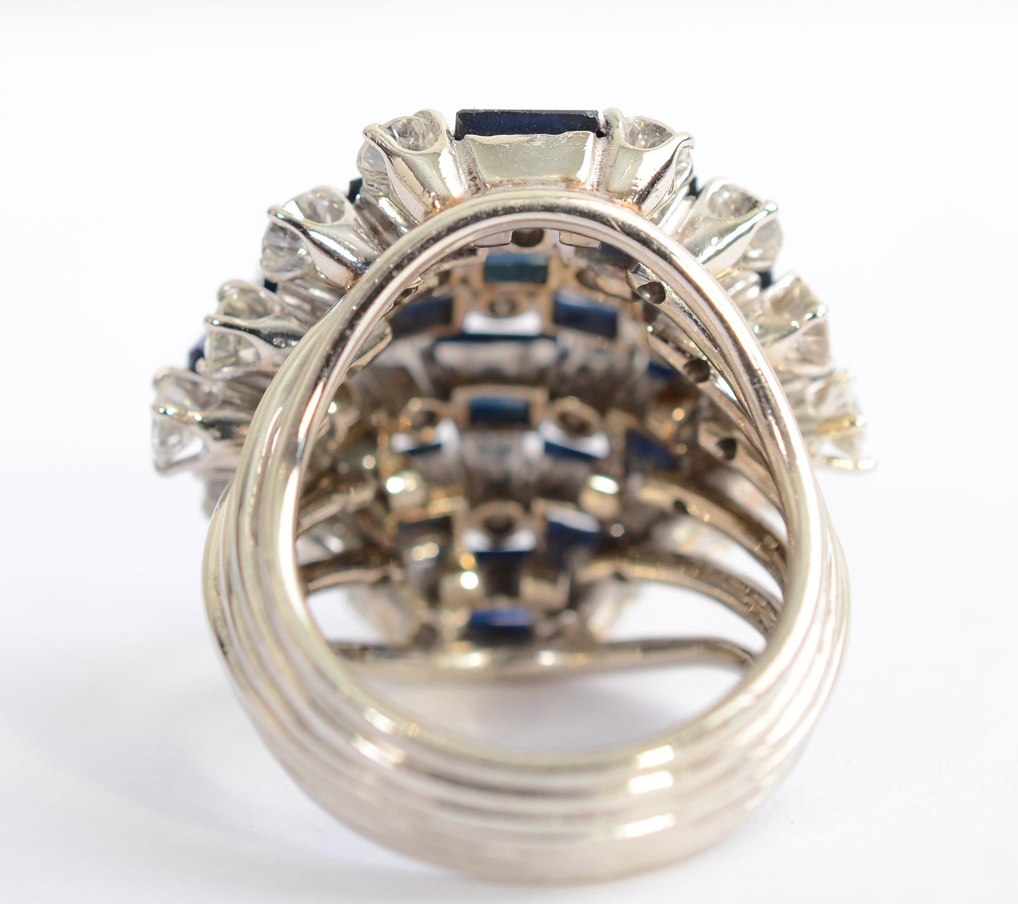 Women's or Men's Sapphire and Diamond Cocktail Ring