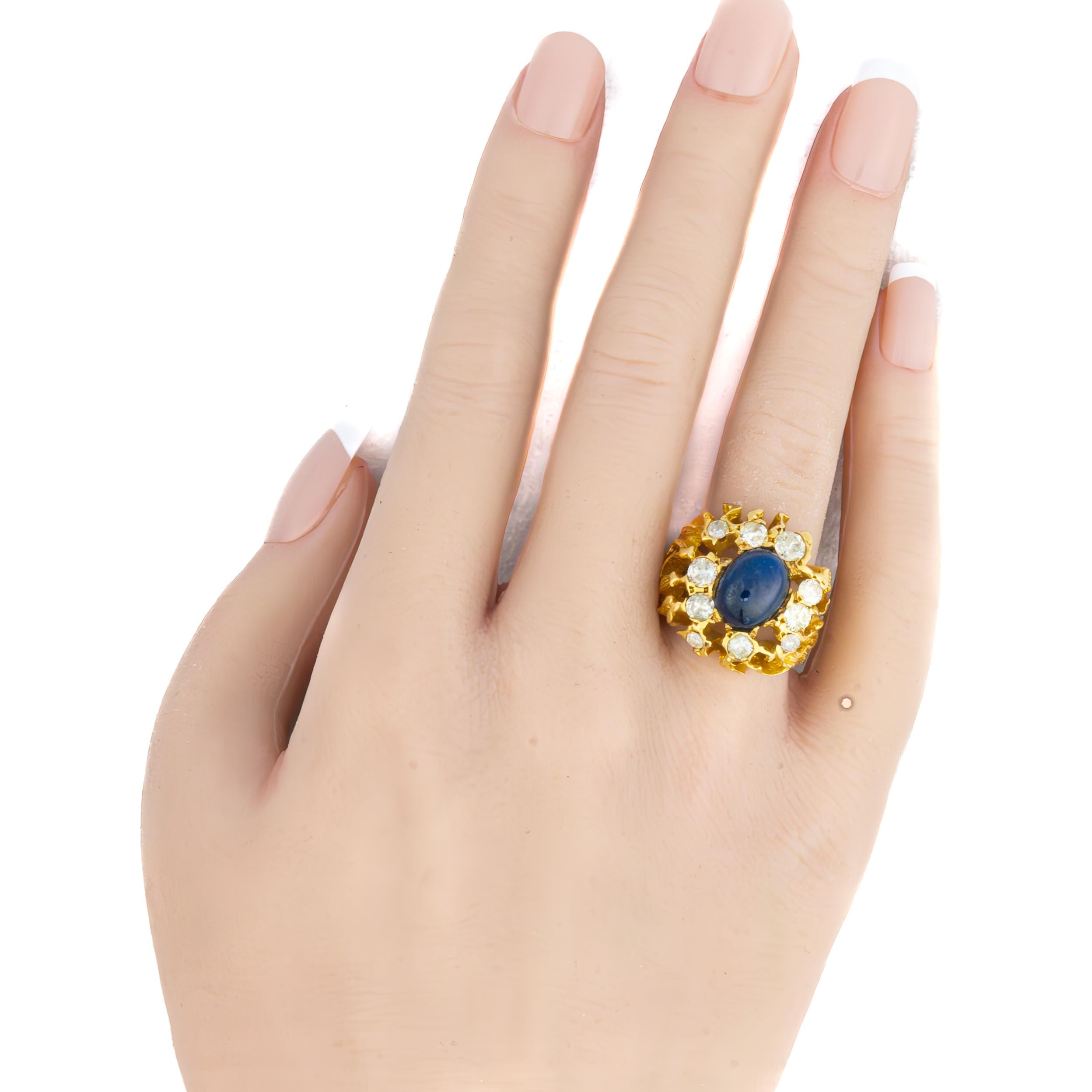 Saphir- und Diamant-Cocktailring im Zustand „Hervorragend“ im Angebot in New York, NY