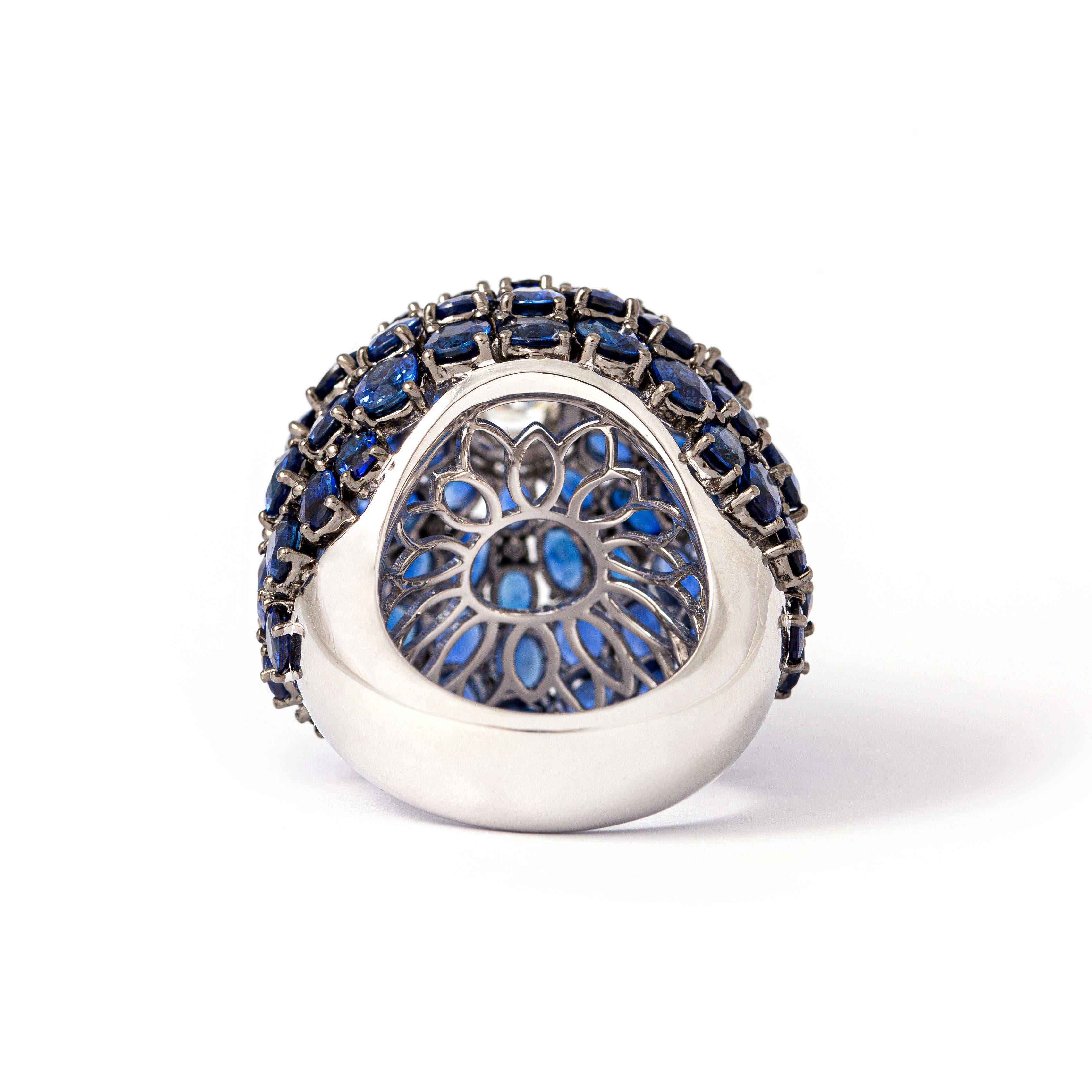 Women's or Men's Sapphire and Diamond Cocktail Ring