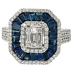 Sapphire and Diamond Cocktail Ring
