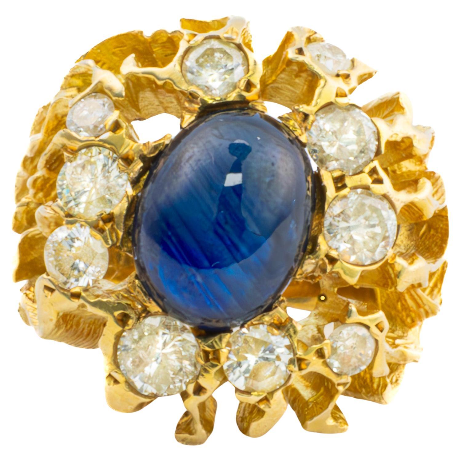 Sapphire and Diamond cocktail Ring