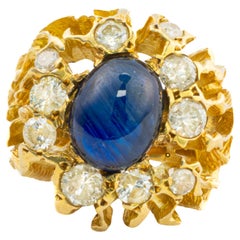 Sapphire and Diamond cocktail Ring