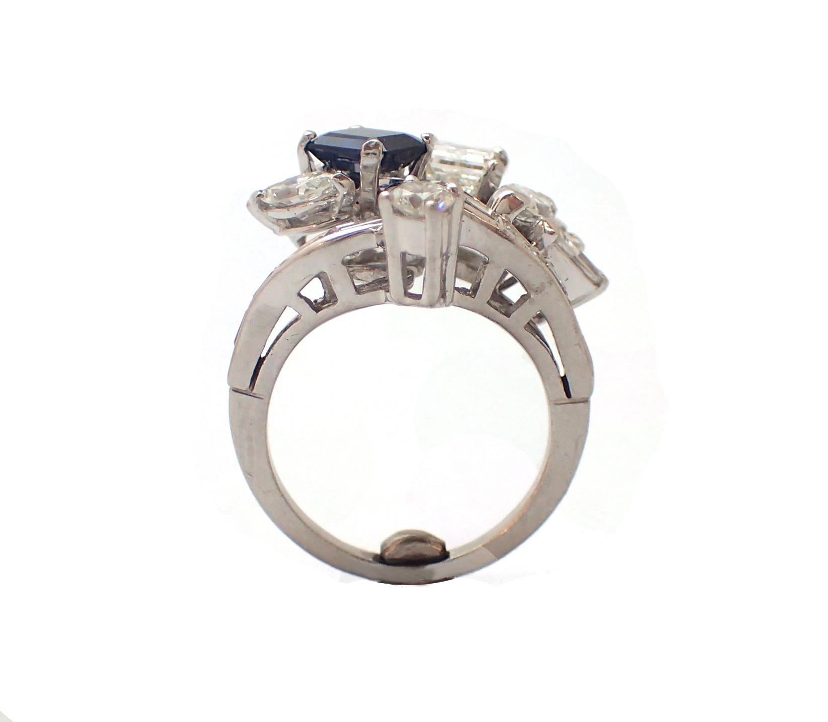 Women's Sapphire and Diamond Cocktail Ring in Platinum For Sale