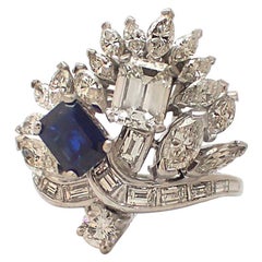 Sapphire and Diamond Cocktail Ring in Platinum