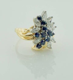 Sapphire and Diamond Cocktail Ring in Yellow Gold