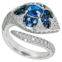 Sapphire and Diamond Cocktail Ring with White Gold