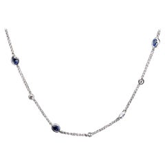 Sapphire and Diamond Collar Necklace in 18 Karat White Gold
