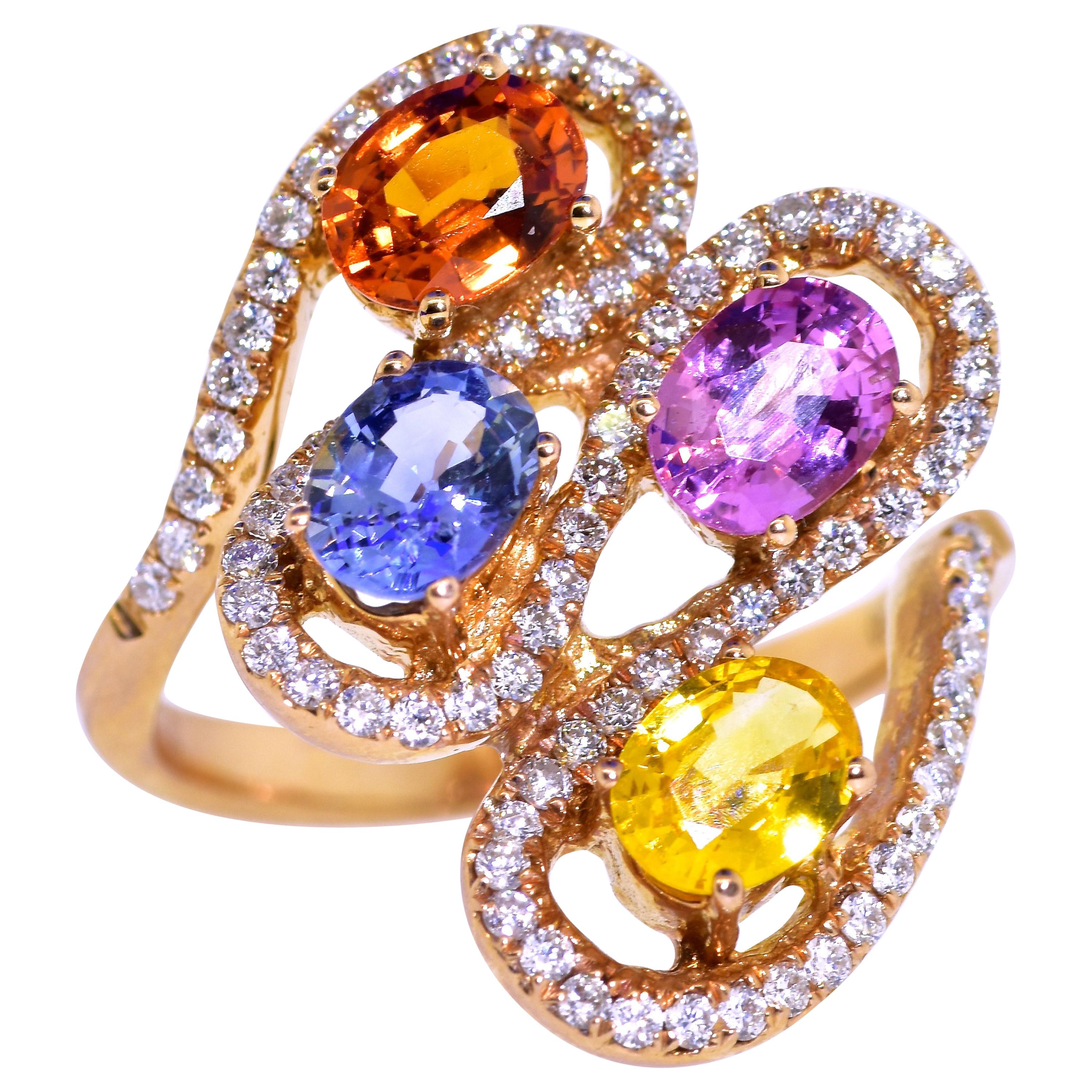 Sapphire and Diamond Contemporary Ring