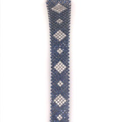 Platinum Retro Sapphire and Diamonds Drawing Diamond Shape Bracelet