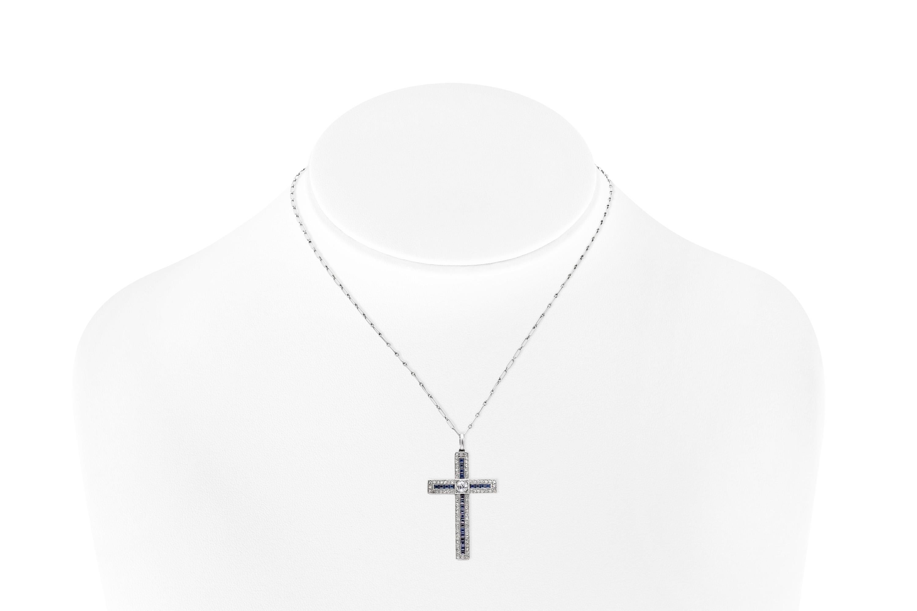 sapphire and diamond cross necklace