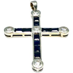 Sapphire and Diamond Cross Pendant