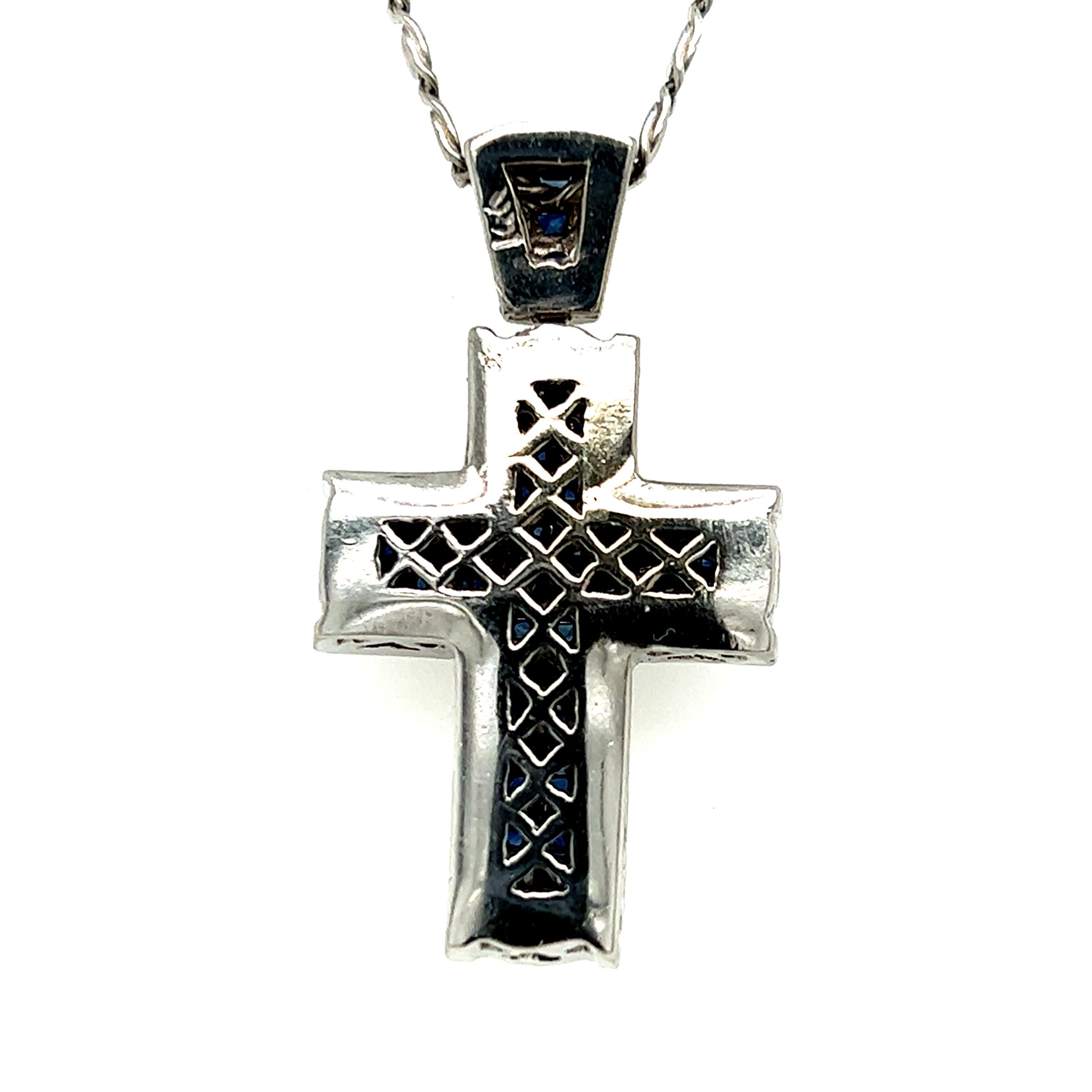 mens sapphire cross necklace