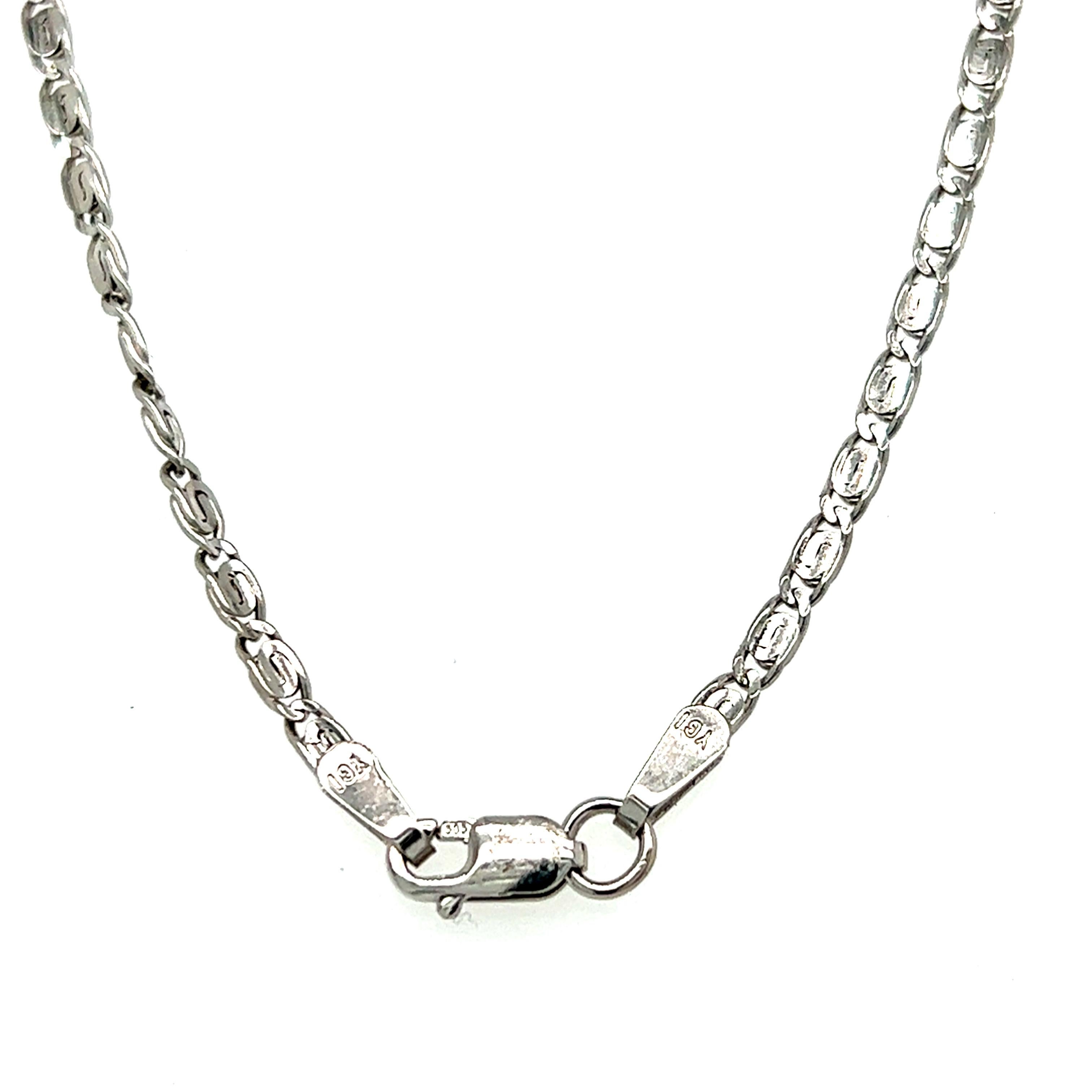 Saphir und Diamant Kreuz Anhänger Halskette in 14K Weißgold  (Carréschliff) im Angebot