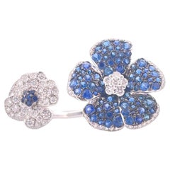 Sapphire and Diamond Cuff Ring - 18K White Gold Sapphire and Diamond Cuff Ring - 18K White Gold