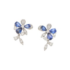 Sapphire and Diamond Daisy Drop Earrings
