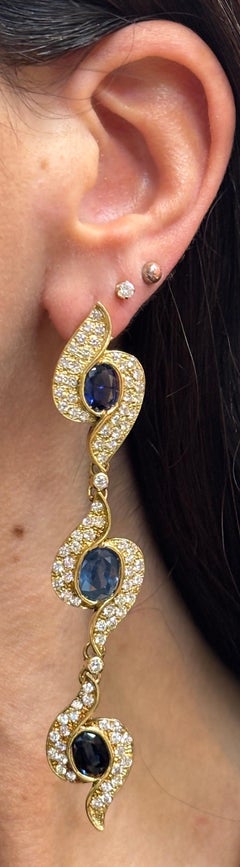 Sapphire And Diamond Dangle Earrings