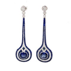 Sapphire and Diamond Dangle Earrings