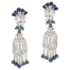 Sapphire and Diamond Dangling Earrings, 18k