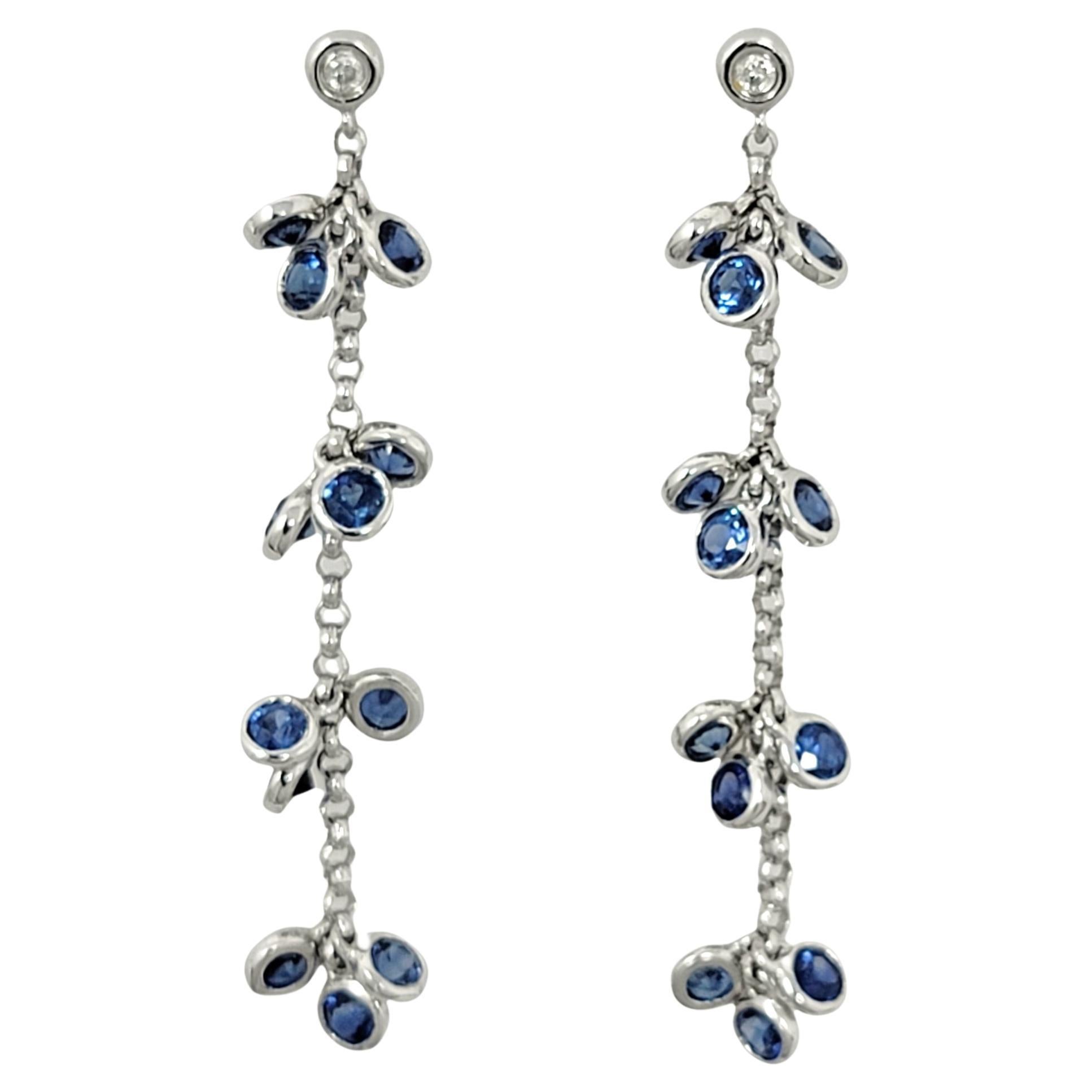 Diamond & Kashmir Sapphire Orchid Drop Earrings