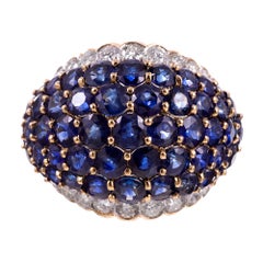 Sapphire and Diamond Dome Cocktail Ring