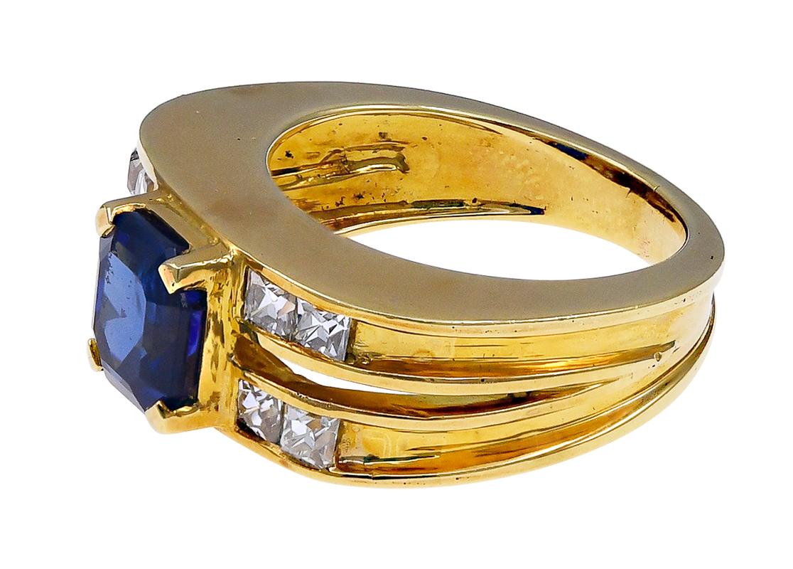 For Sale:  2.50 Carat Sapphire and Diamond Double Band Ring 2