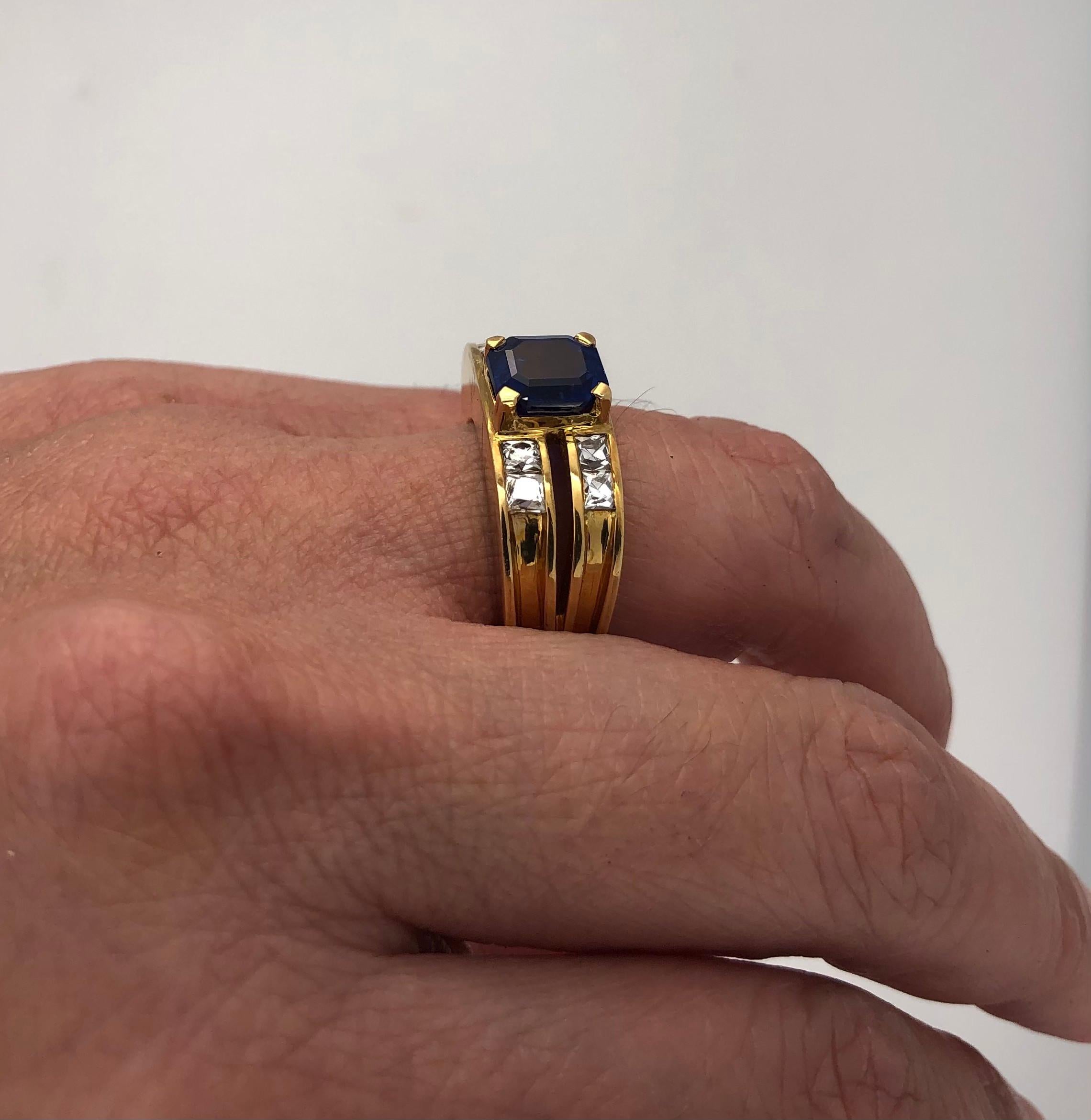 For Sale:  2.50 Carat Sapphire and Diamond Double Band Ring 5