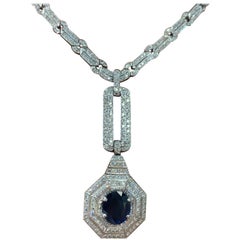 Vintage Sapphire and Diamond Drop Necklace