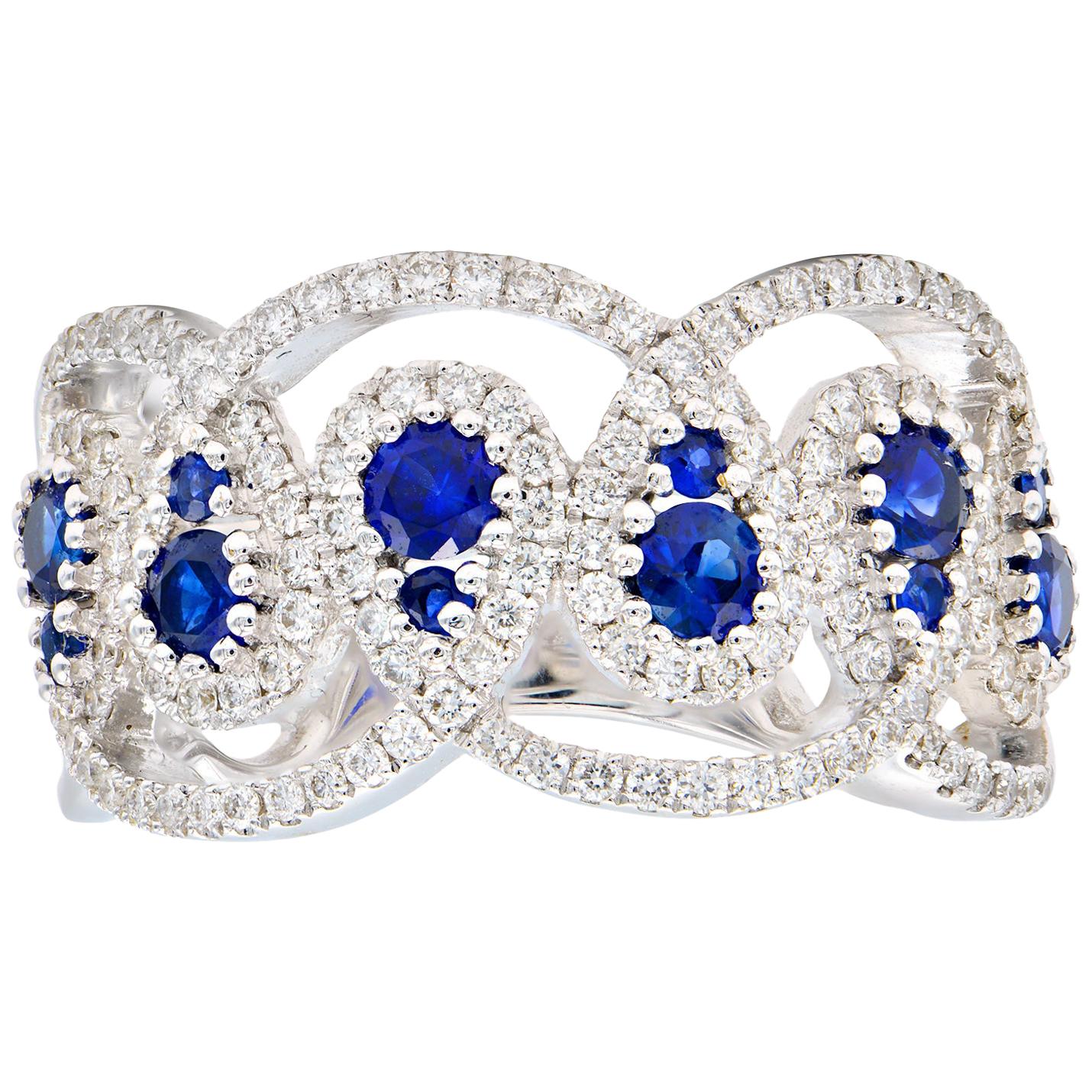 Sapphire and Diamond Drop Ring For Sale