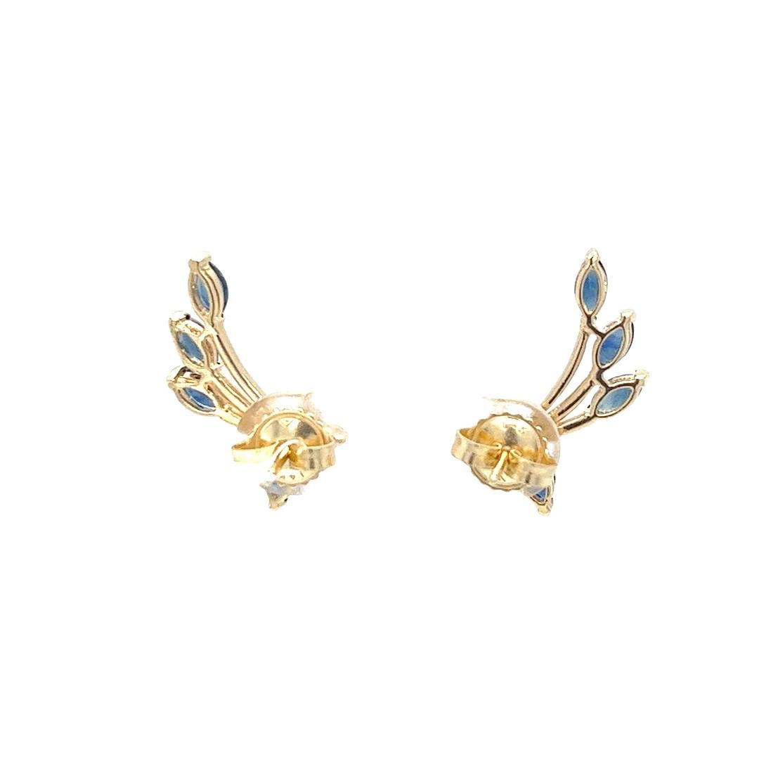 Sapphire and diamond ear crawler in yellow gold In Good Condition In Coral Gables, FL
